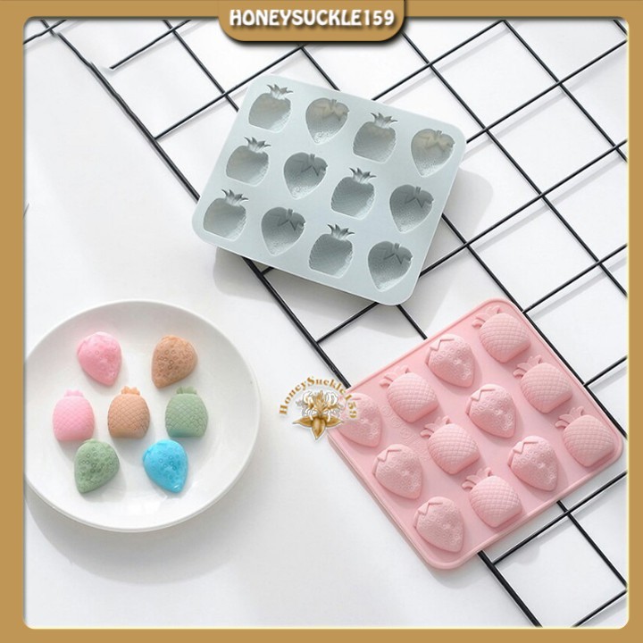 [Ảnh Thât+Video Hướng Dẫn]Khuôn Silicon Đổ Socola/Thạch/Đá/Kẹochipchip/Pudding Hinh 6 Quả Dâu Tây 6 Quả Thơm