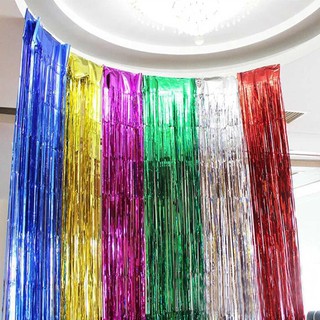 Rèm kim tuyến 1m x 2m , 1m x 3m tua kim sa trang trí sinh nhật - Metallic Sparkly tassel Laser curtain party wedding