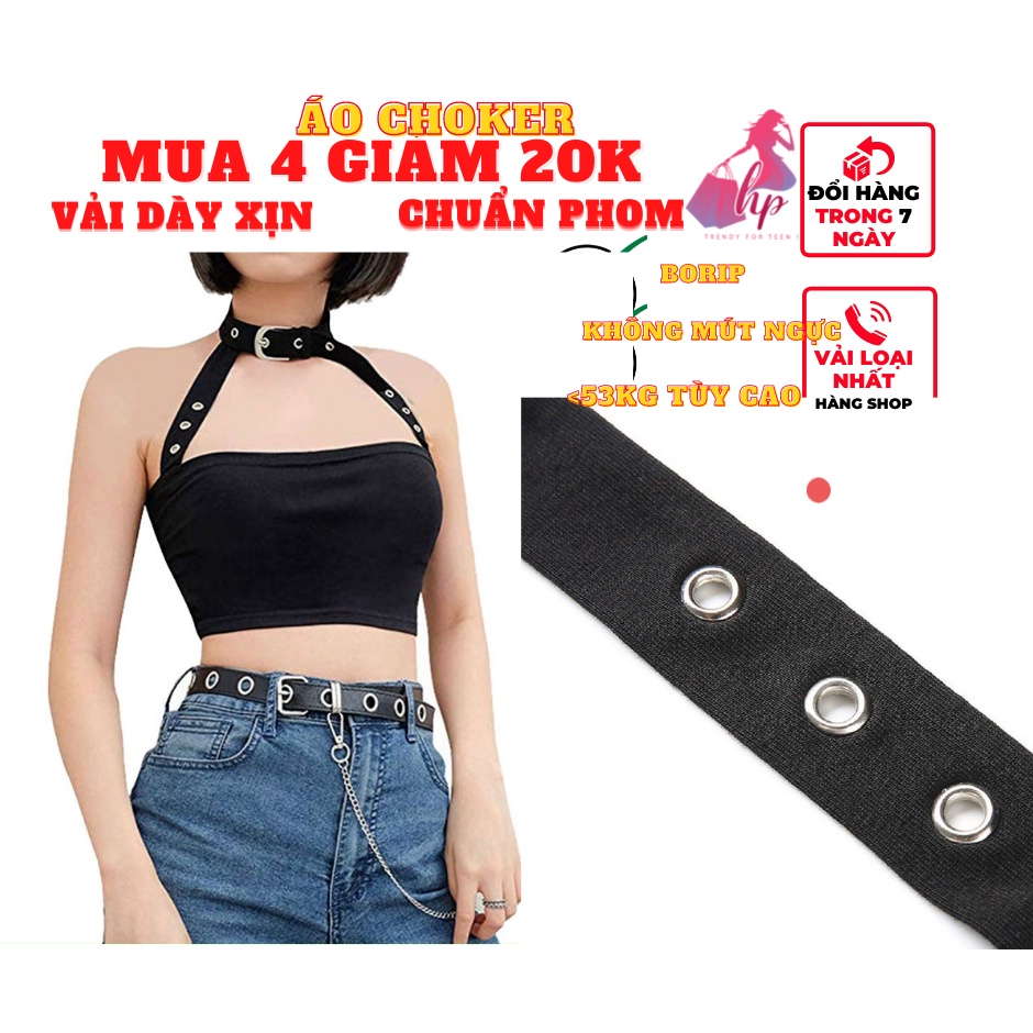 áo croptop nữ dạng ống khoét ngực dây cổ ôm body kiểu hàn quốc - mã A124