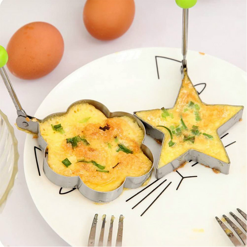 JOSMOMO 5 hình dạng bằng thép không gỉ omelet pancake shader khuôn trứng tráng khuôn omelet dụng cụ nấu ăn phụ kiện nhà bếp