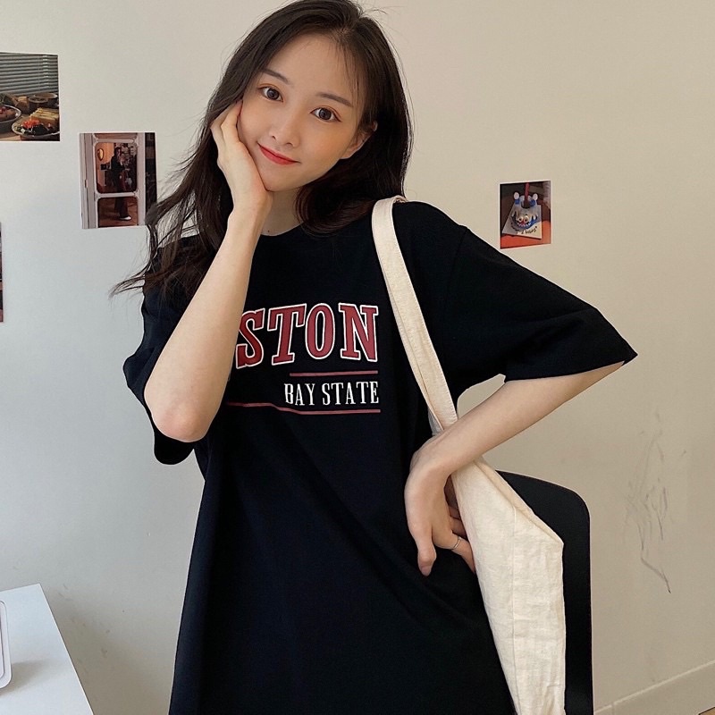 Áo thun phông nam nữ PINK tay lỡ form rộng BOSTON Unisex