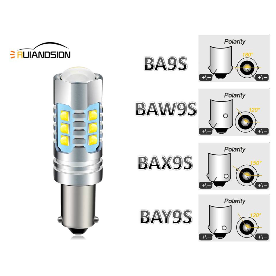 CHỈNH Đèn Ô Tô BA9S BAX9S H21W BAY9s BAW9S 80W Bóng Đèn LED Cho Ngược Đỗ Xe Biển Số Đèn Trắng Vàng 1