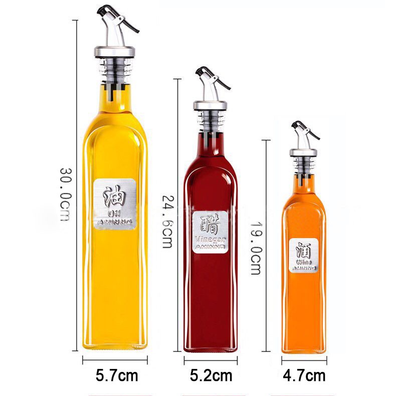 Chai rót dầu ăn - Chai đựng gia vị, đựng mắm thuỷ tinh - Dụng cụ trang trí nhà bếp - Dung tích 500ML