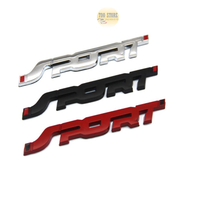 Miếng dán logo Sport 3D kim loại cho ô tô trang trí xe hơi nhãn dán huy hiệu ô tô TOO-STORE