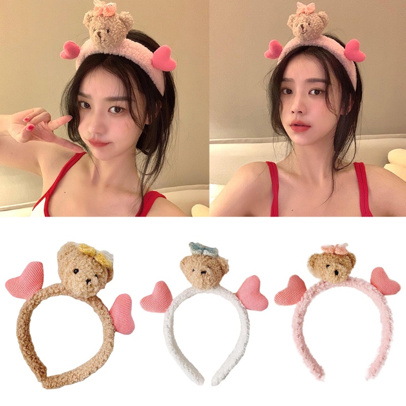 Băng Đô Cài Tóc Hình Thỏ / Gấu Hoạt Hình Bằng Lông Nhung Dễ Thương Xinh Xắn