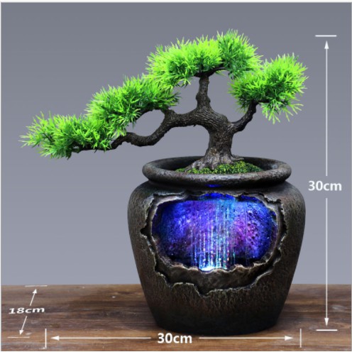 Thác nước tiểu cảnh VẠN NIÊN(Bonsai) cao 40cm_video trưng bày phòng trà,phòng khách...