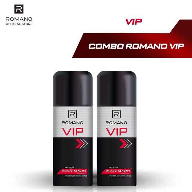 Hai chai xịt khử mùi toàn thân Romano VIP 150ml