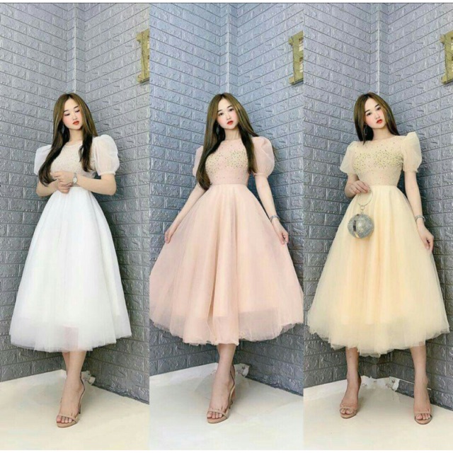 Đầm xoè kết ngọc