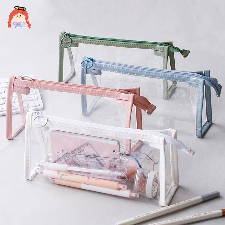 Túi đựng bút trong suốt phong cách Hàn Quốc sức chứa lớn tiện lợi