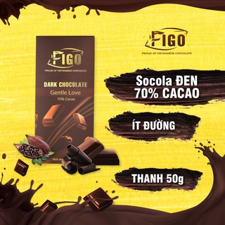 Thanh dark chocolate 70% cacao 50g figo, yourshop, ăn vặt giảm cân, ăn kiêng - chocolate figo