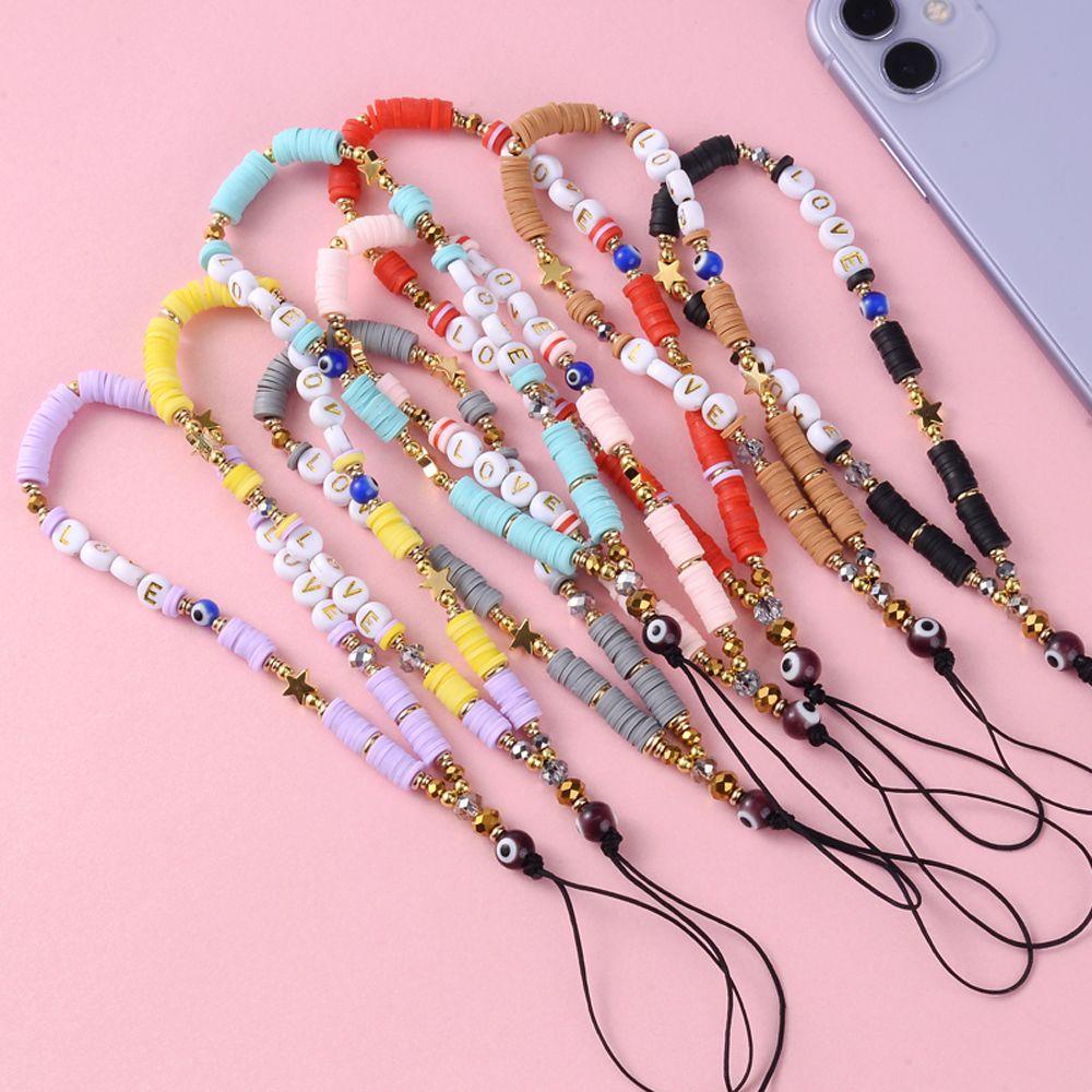 Glees Dây Đeo Điện Thoại Chuỗi Hạt Đất Sét In Chữ Love Xinh Xắn Thích Hợp Làm Quà Sinh Nhật Cho Nữ