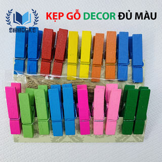KẸP GỖ NHIỀU MÀU - 20 KẸP MÀU SẮC NỔI BẬT + DÂY TREO  - SIBBOOKS - SẢN PHẨM CHÍNH HÃNG