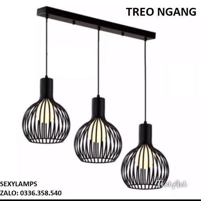 Đèn chùm thả 3 đèn lồng chim