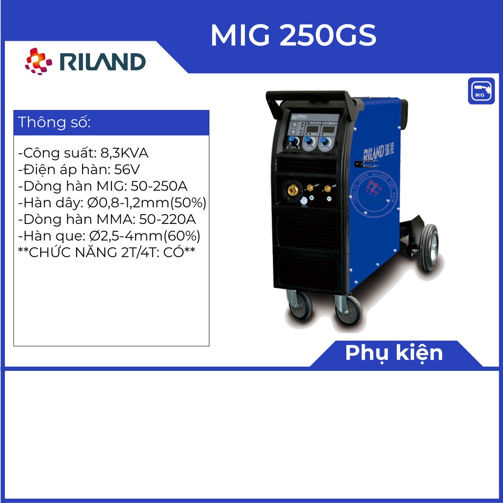 Máy hàn Điện Tử RILAND MIG 250GS Chính hãng 100% bao gồm