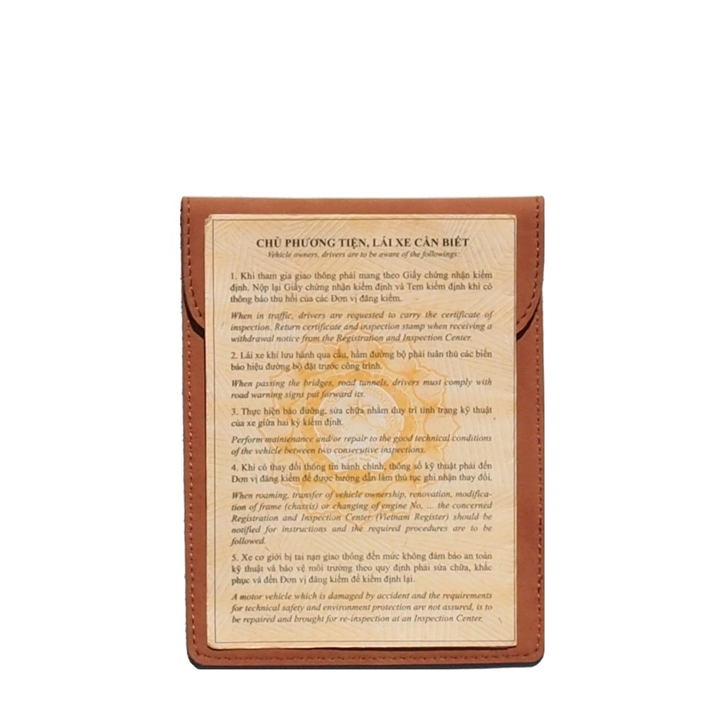 Ví da thật đựng giấy đăng kiểm xe ô tô V07 - Nâu
