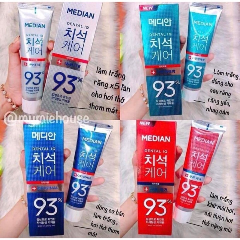 Kem Đánh Răng Giúp Trắng Răng, Giảm Ố, Loại Bỏ Mùi Hôi Median Dental IQ 93% Toothpaste 120g