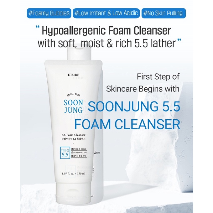 Sữa rửa mặt dưỡng ẩm dịu nhẹ ETUDE SoonJung 5.5 Foam Cleanser 150ml