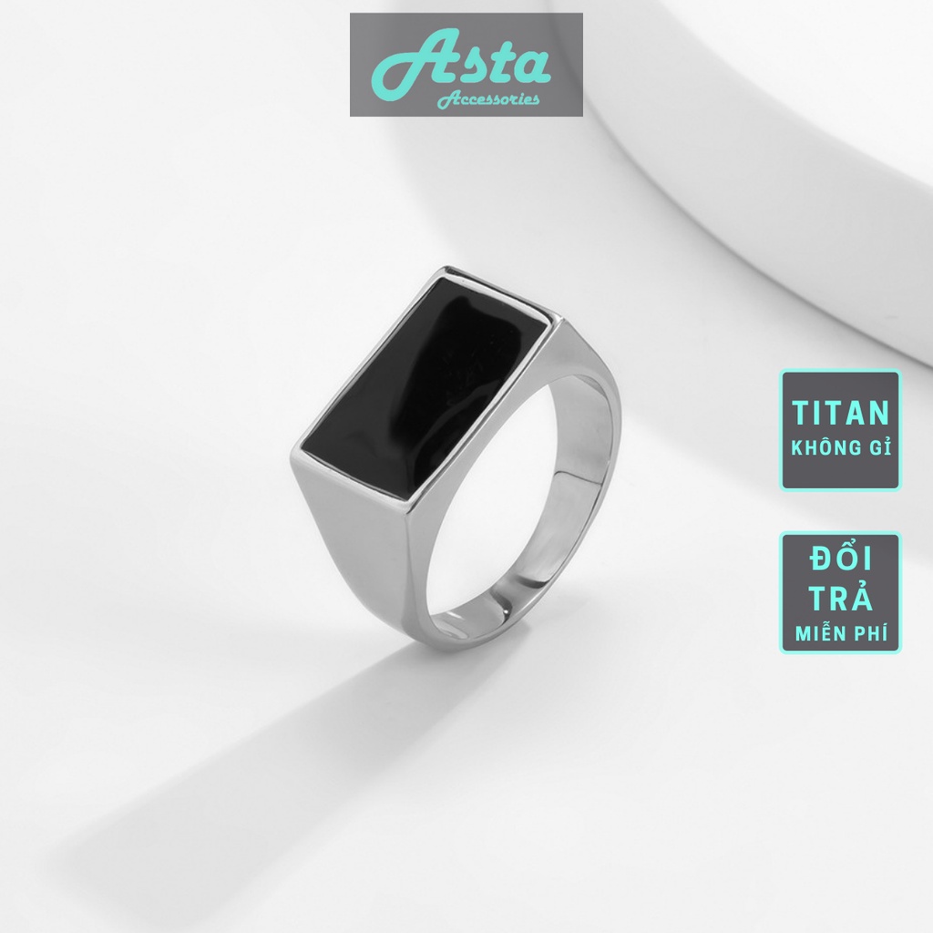 Nhẫn nam nữ tròn Unisex Asta Accesories màu bạc Thời trang chất liệu Titan đẹp đơn giản