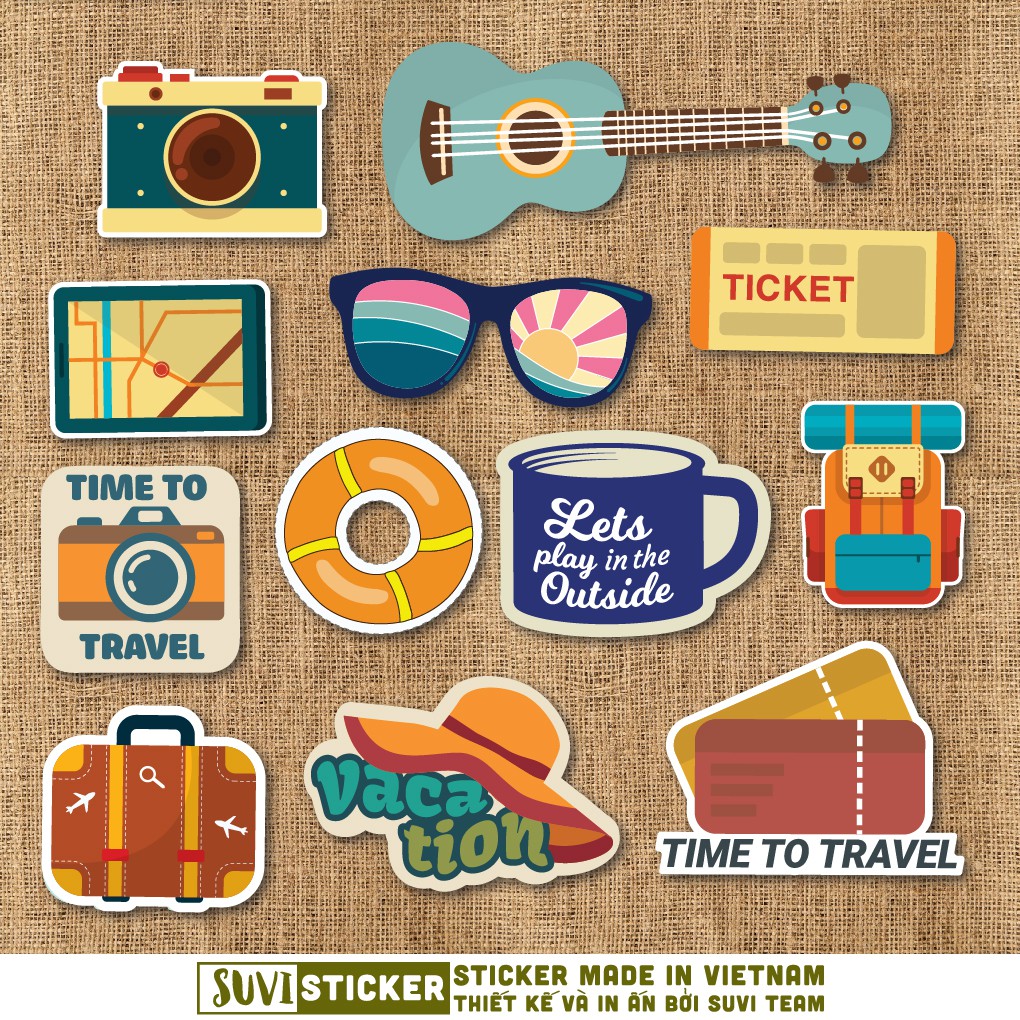 50 Sticker Du Lịch Travel chống nước sticker dán laptop, điện thoại, đàn guitar, mũ bảo hiểm, vali. MSP: T03