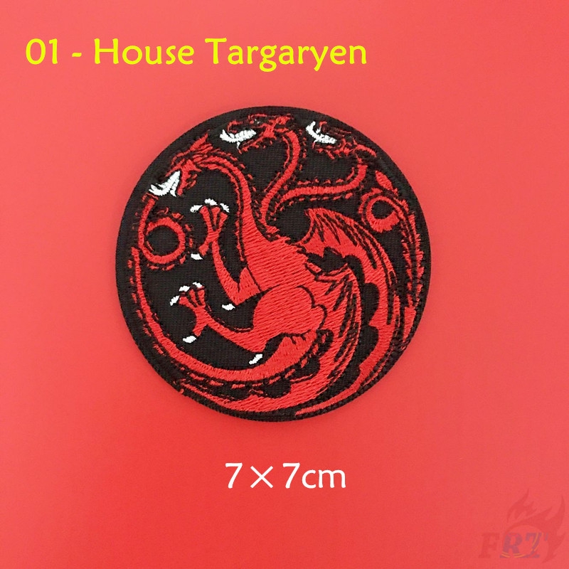 ☸ Sticker Ủi Thêu Hình Phim Game of Thrones: Stark / Baratheon / Targaryen ☸ 1 Miếng Dán Ủi Quần Áo Hình Ngôi Nhà Diy