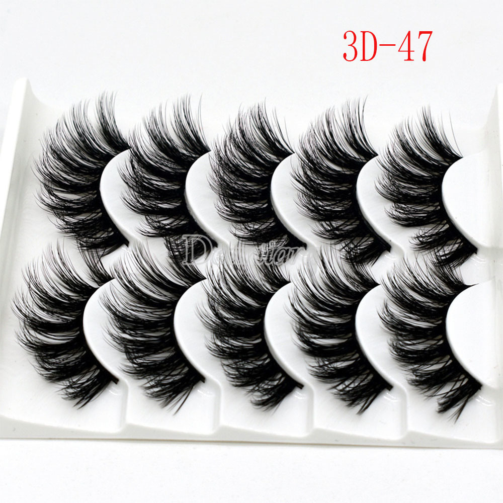 [Hàng mới về] Hộp 5 cặp mi giả 3D thủ công làm từ sợi hóa học trang điểm lộng lẫy