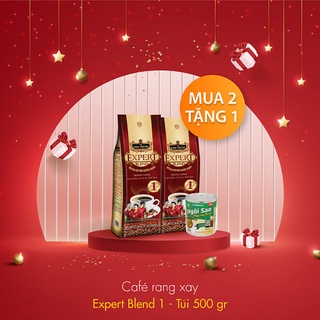 Tặng 1 ly sứ và 2 lon sữa đặc phương nam khi mua 4 túi cà phê Expert Blend 1 gói 500 gr King Coffee