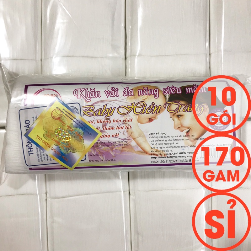 SỈ 10 gói khăn vải khô đa năng BABY HIỀN TRANG 170g