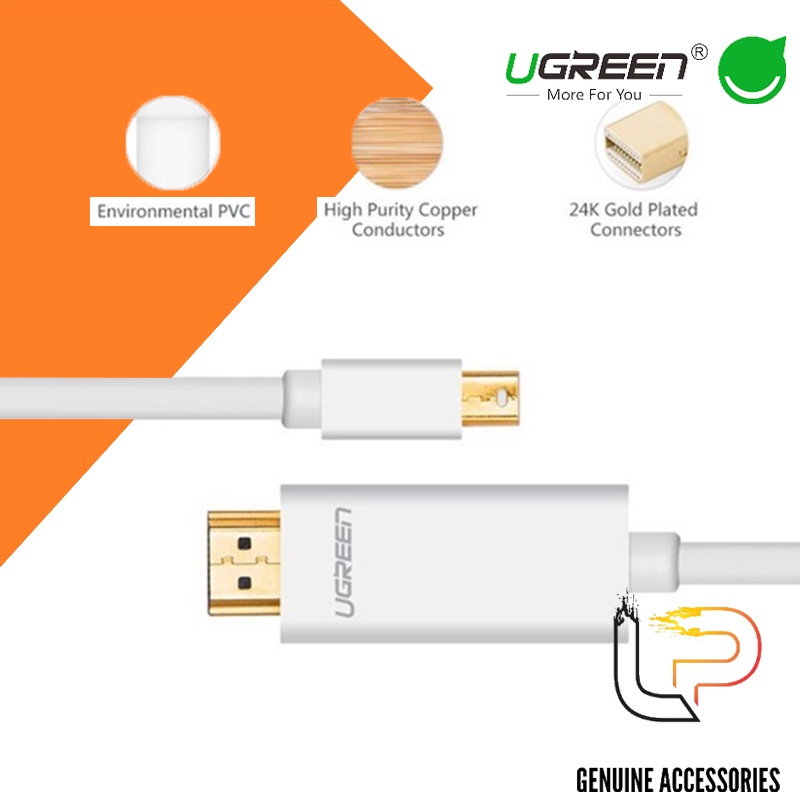 Cáp Mini DisplayPort to HDMI Ugreen - Cáp chuyển đổi Thunderbolt to HDMI macbook kết nối tivi Ugreen