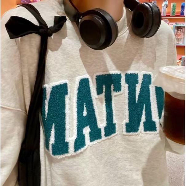 ZHELIHANGFEI Áo Sweater Tay Dài Dáng Rộng Thêu Họa Tiết Kiểu Retro Mỹ Dễ Phối Đồ