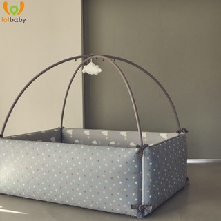 Giường sợi tre Bumper LOLBABY cỡ nhỏ Rainy Cloud