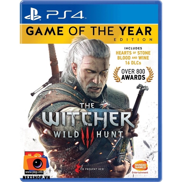 Đĩa Game PS4 : Witcher 3 Game Of The Year Likenew
