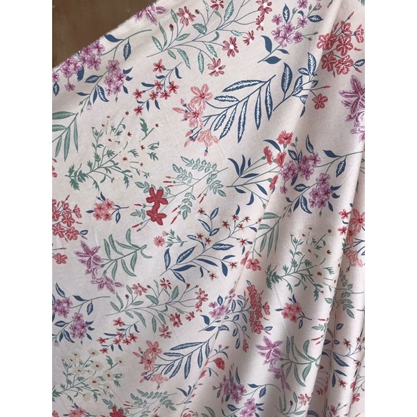 VẢI COTTON LỤA HÀN chính phẩm mẫu hoa