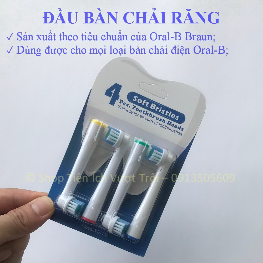 Bộ 4 đầu bàn chải răng dùng cho máy Oral-B Braun, bàn chải điện thay thế YE-Tiện Ích Vượt Trội