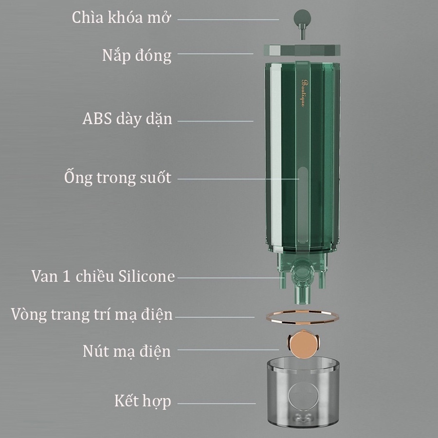Hộp Đựng Nước Rửa Tay, Dầu Gội Đầu - Bình Đựng Sữa Tắm Đa Năng Gắn Tường Cho Phòng Tắm Nhà Vệ Sinh