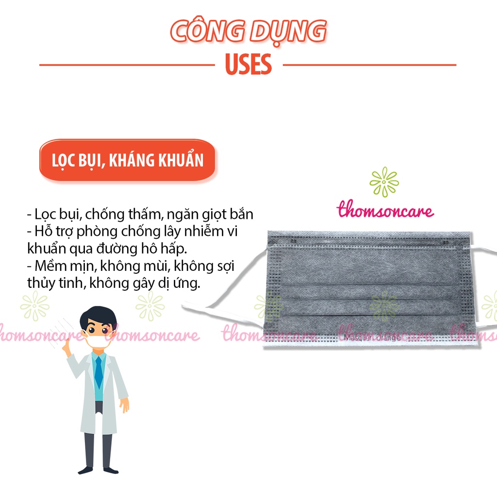 Khẩu trang 4 lớp kháng khuẩn - Khẩu trang y tế, kt lọc bụi