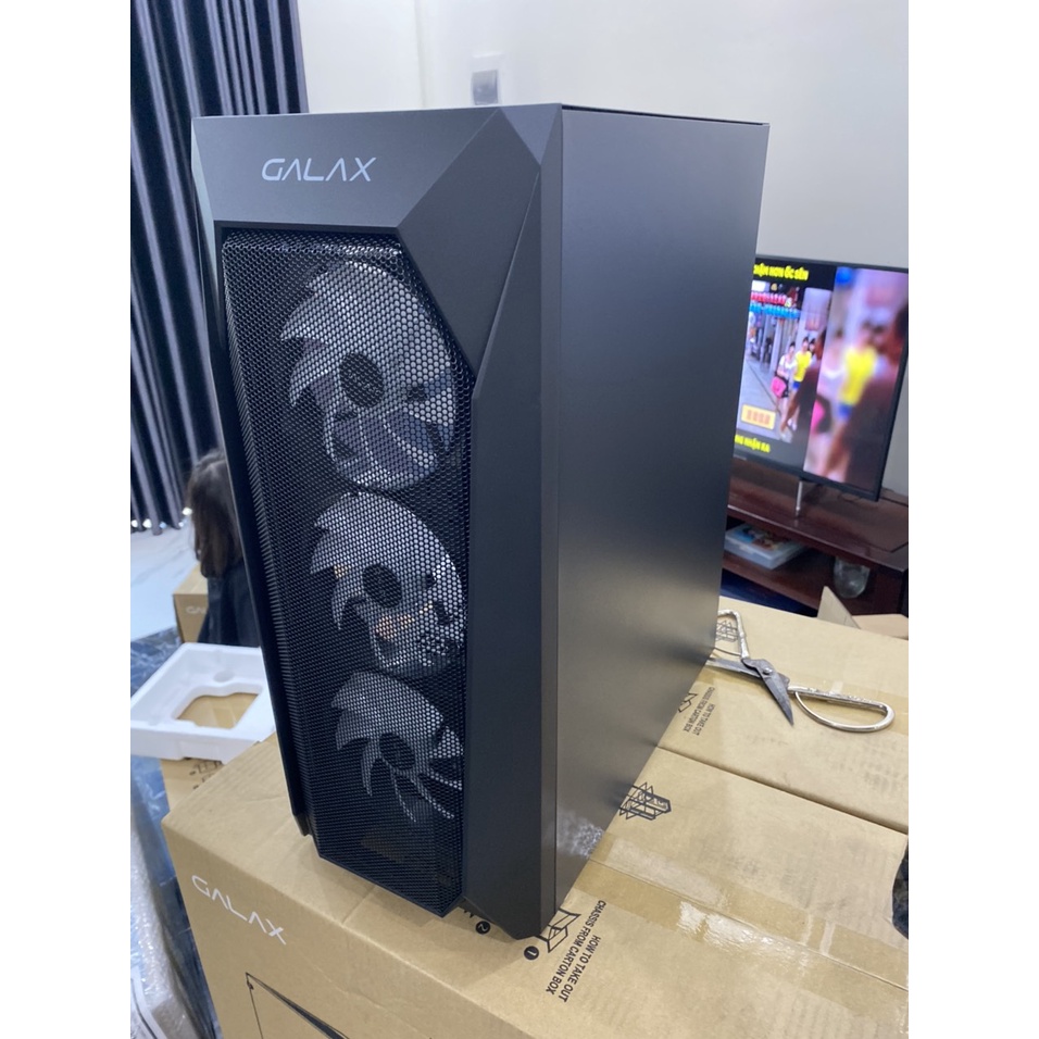 (Xả lỗ) vỏ PC máy tính Case Galax 05 black - white kèm 4 fan led (3 trước 1 sau) hàng xịn mịn đẹp chính hãng BH 12 tháng