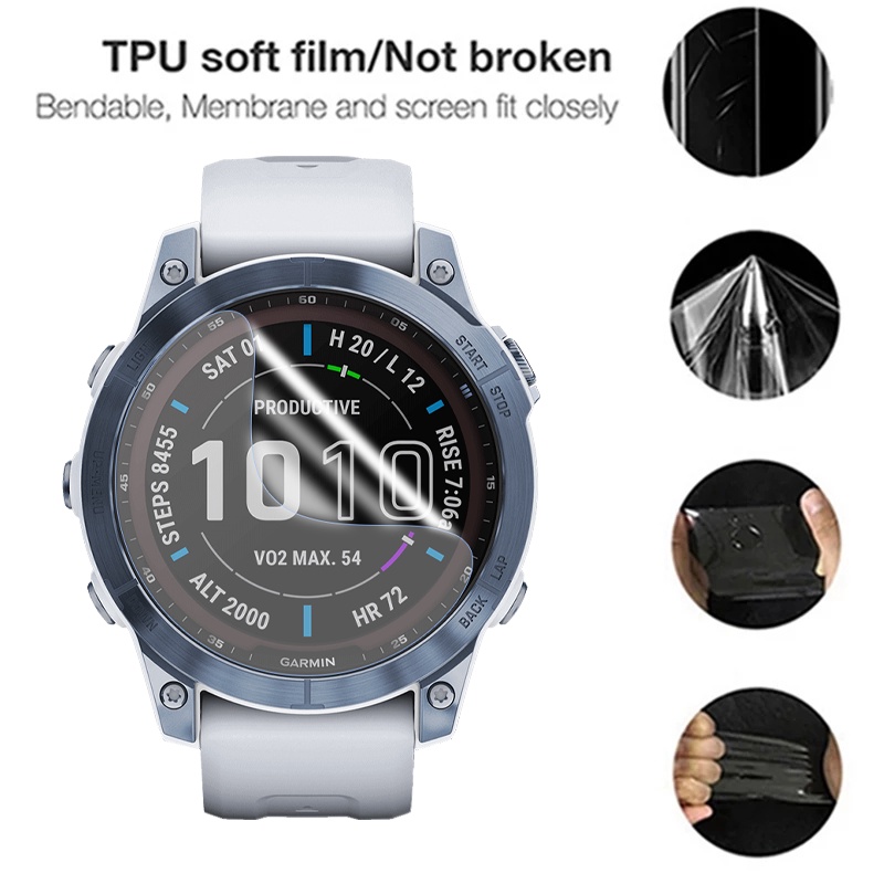 Set 3/1 Miếng Dán Hydrogel Trong Suốt Bảo Vệ Màn Hình Cho Garmin Fenix 7 7S 7X 6 6S 6X Pro 5 5s