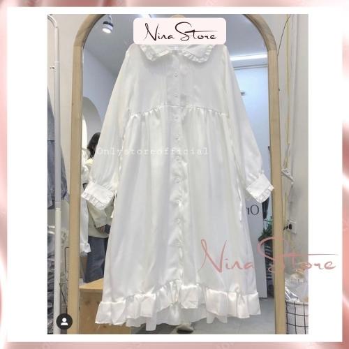 Đầm nữ babydoll váy trắng vai bèo chất von đũi 02 dáng ngắn dài váy nữ babydoll 2 màu đen trắng NinaStore