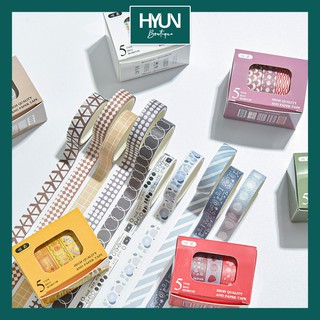Set 5 cuộn Washi tape trang trí hoạ tiết vintage Hyun Boutique