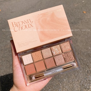 Có kèm cọ mắt - Bảng phấn mắt CLIO Pro Eye Palette màu số 02 Brown Choux tone cam ấm