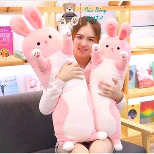 Gấu Bông Gối Ôm Hình Thú Thỏ Cào Siêu Yêu Cho Bé - Thỏ Cào Mầu Hồng - Hàng Cao Cấp