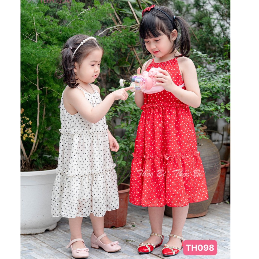 Váy Maxi Yếm Chấm Bi 3 màu cực xinh đủ size 1Y-10Y (Hàng thiết kế)