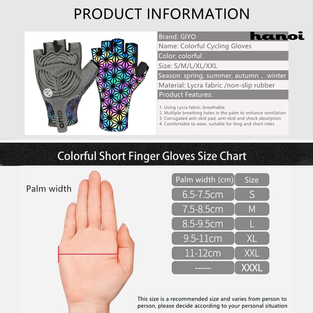 GIYO 1 Đôi Găng Tay Thể Thao Hở Ngón Chống Trượt Hấp Thụ Sốc