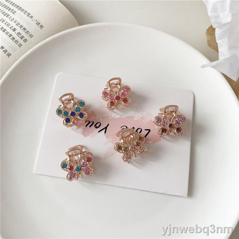 ⊙❁kẹp tóc mái nhỏ bắt mini siêu flash lưới màu đỏ Rhinestone kim loại gãy bướm tình yêu