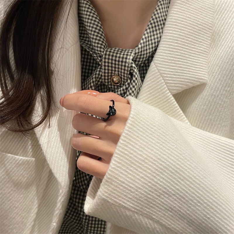 Nhẫn Ngón Tay Hình Mèo Đen Hoạt Hình Cá Tính Thời Trang Cho Nữ