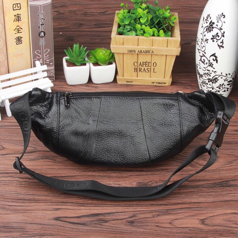 Túi Đeo Chéo Bao Tử, Đeo Bụng, Đeo Hông Da Bò 100% Cao Cấp Nhiều Ngăn