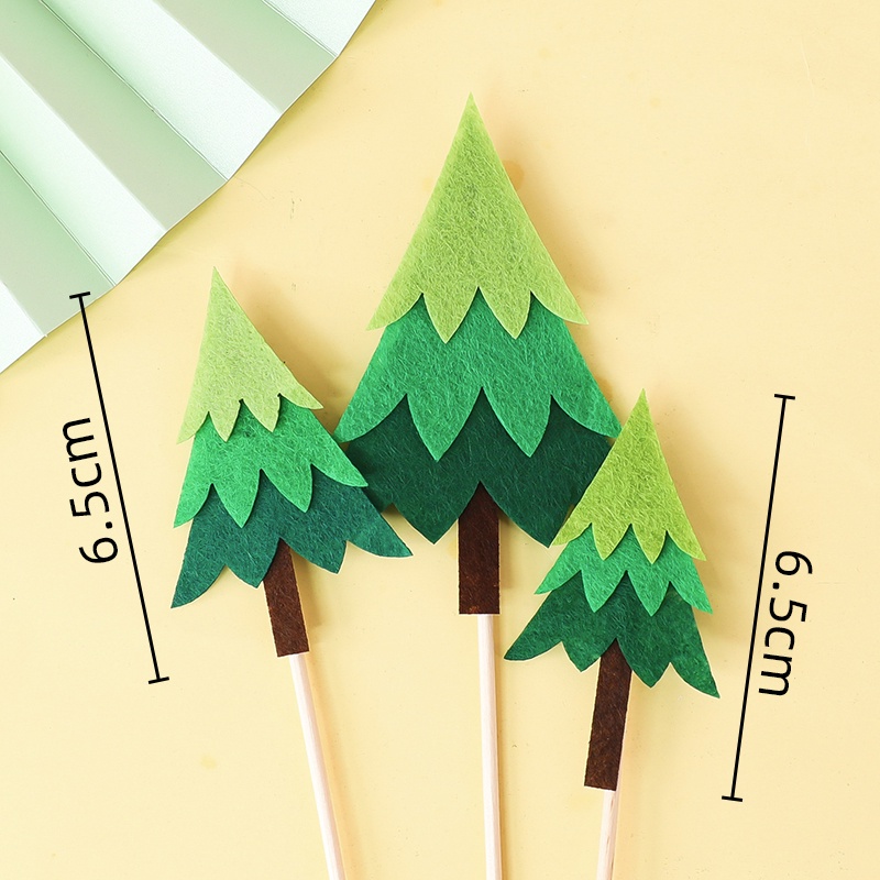 Que Cắm Trang Trí Bánh Kem Sinh Nhật Bằng Vải Nỉ Màu Xanh Lá Cây Handmade