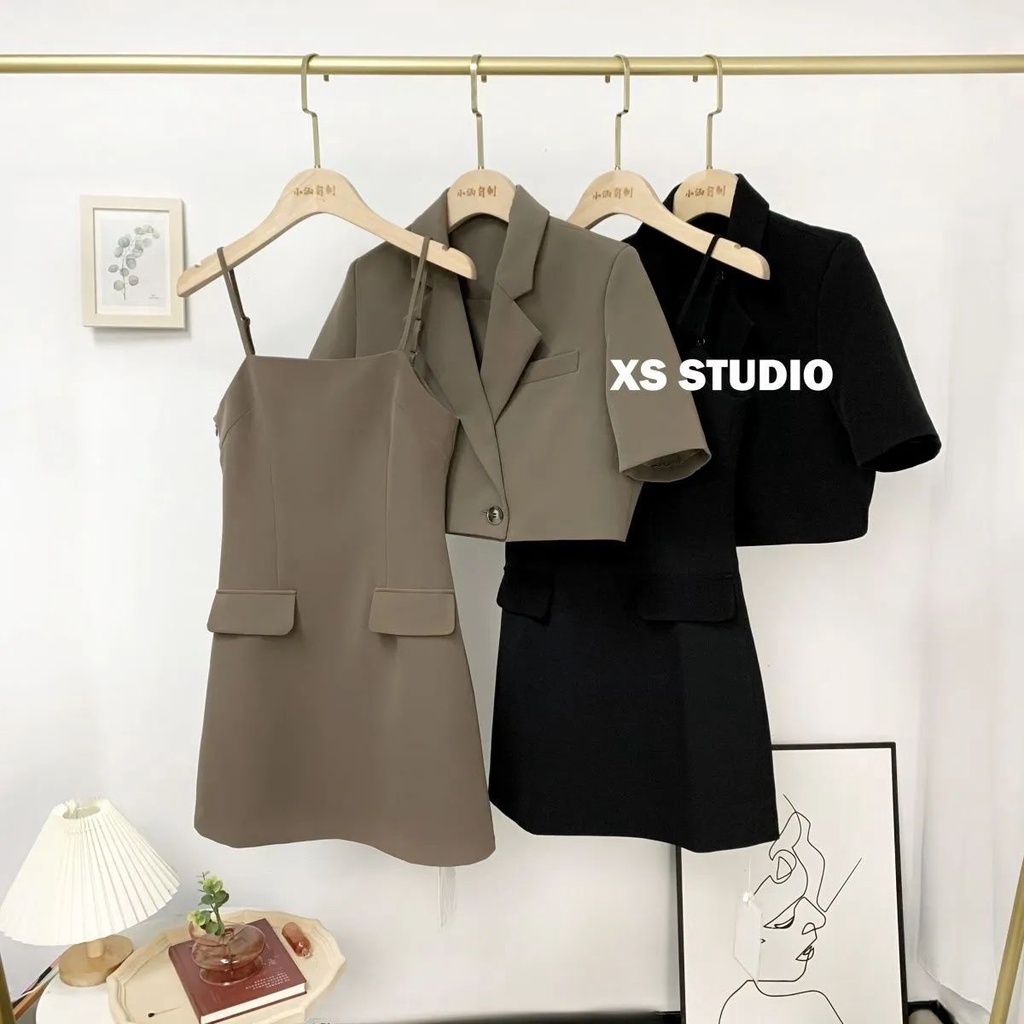 Bộ Áo Khoác + Váy Yếm Thiết Kế Mới Thời Trang Mùa Hè Dành Cho Nữ