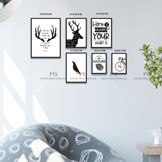 Bộ khung hình treo tường trắng đen cực đẹp tặng kèm bộ ảnh rửa - Khung hình Phạm Gia PGC222