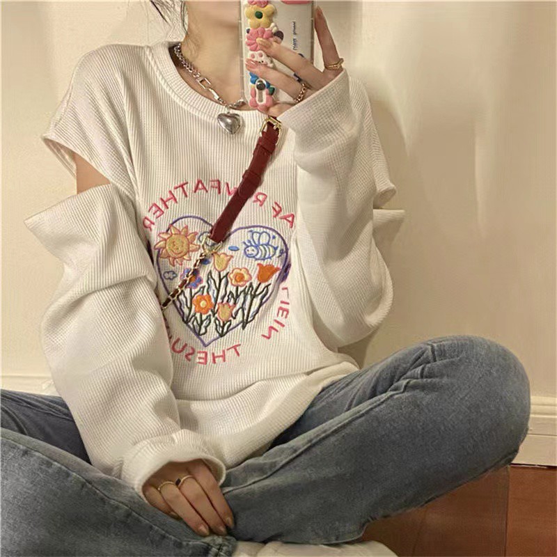 Áo Sweater Tay Dài Dáng Rộng Thêu Họa Tiết Kiểu Hàn Quốc Thời Trang Xuân Thu Cho Nữ 2021 | BigBuy360 - bigbuy360.vn